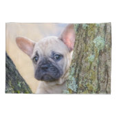 Cute French Bulldog Puppy Posing in a Branch Fork Kussensloop (Achterkant)