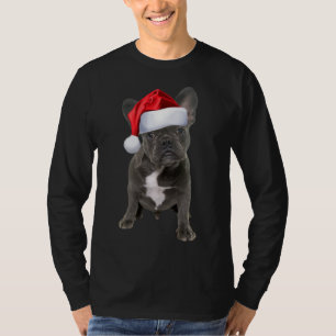 Cute French Bulldog Puppy Santa Hat Fun Kerstmis T-shirt