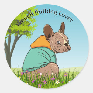 Cute French Bulldog Round Sticker