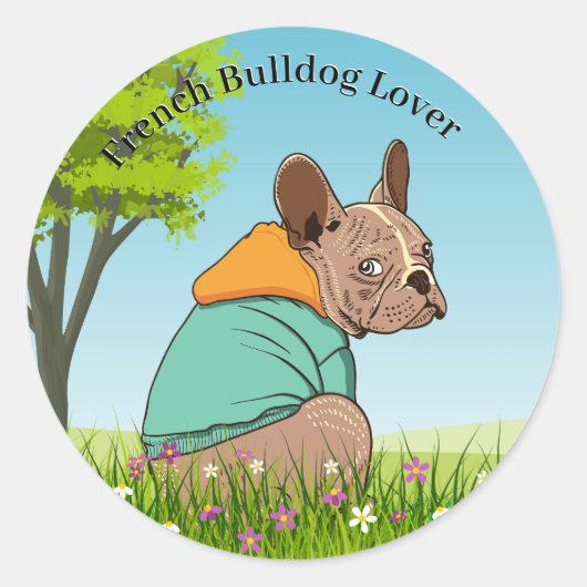 Cute French Bulldog Round Sticker (Voorkant)