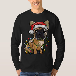Cute French Bulldog Santa Kerstboom Lampm Xm T-shirt