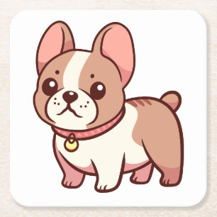 Cute French Bulldog Vierkante Kartonnen Onderzetter