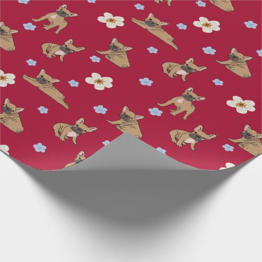 Cute French Bulldog Wrapping Paper Cadeaupapier (Hoek)