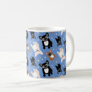 Cute French Bulldogs Frenchies Blue Custom Koffiemok