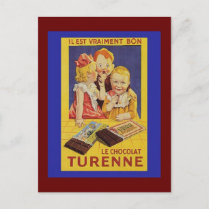 Cute French Children and Chocolate Bar Briefkaart