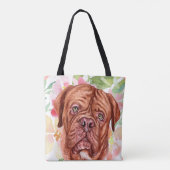 Cute French Mastiff met roze ventilator Draagtas (Achterkant)