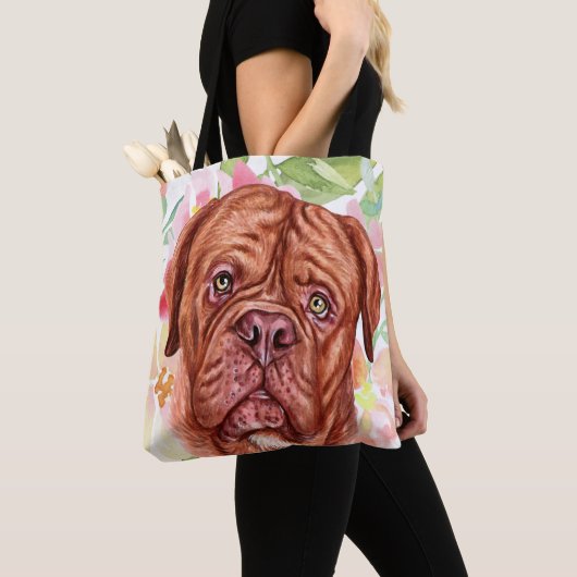 Cute French Mastiff met roze ventilator Draagtas (Dichtbij)