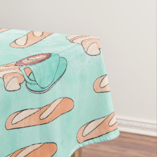 Cute French Pastries en Cappuccino Pastel Blue Tafelkleed