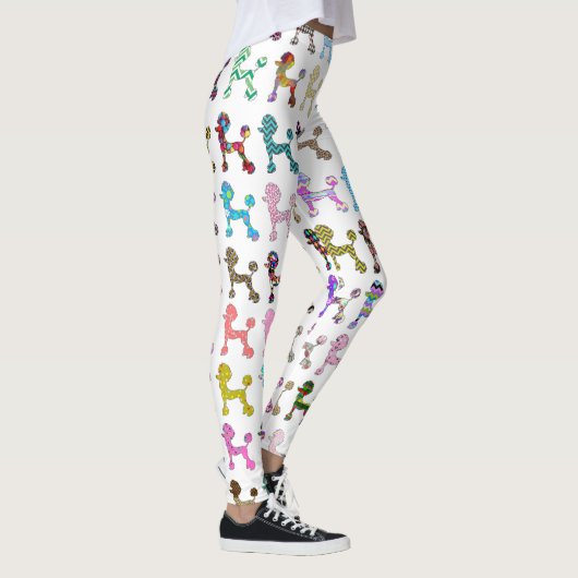 Cute French Poodle Girly Whimsical Chevron Pattern Leggings (Rechts)