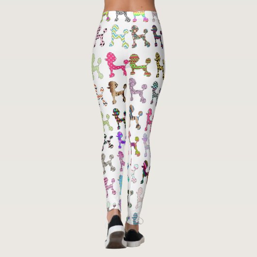 Cute French Poodle Girly Whimsical Chevron Pattern Leggings (Achterkant)