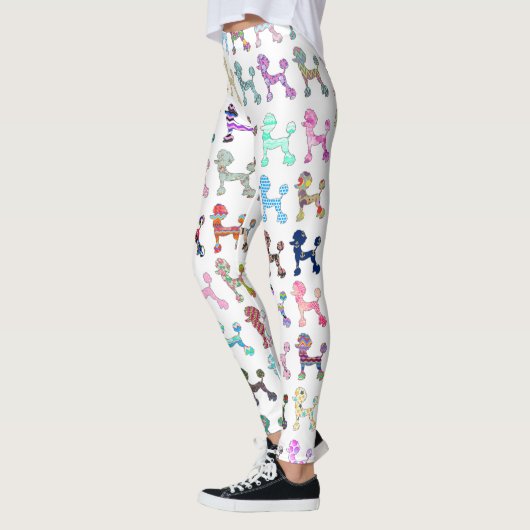 Cute French Poodle Girly Whimsical Chevron Pattern Leggings (Links)
