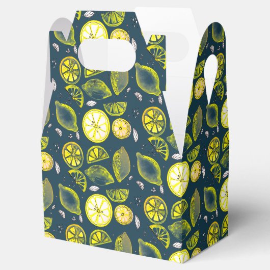 Cute Fresh Summer Lemon Citrus Doodle Yellow Blue Bedankdoosjes (Geopend)