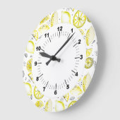 Cute Fresh Summer Lemon Citrus Doodle Yellow Grote Klok (Hoek)