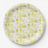 Cute Fresh Summer Lemon Citrus Doodle Yellow Papieren Bordje (Voorkant)