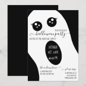 Cute Friendly Black White Ghost Halloween Party Kaart (Voorkant / Achterkant)