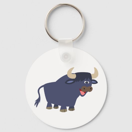 Cute Friendly Cartoon Bull Sleutelhanger (Voorkant)
