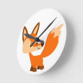 Cute Friendly Cartoon Fox Wall Clock Ronde Klok (Hoek)