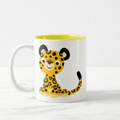 Cute Friendly Cartoon Jaguar Tweekleurige Koffiemok (Links)