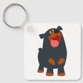 Cute Friendly Cartoon Rottweiler Sleutelhanger (Voorkant)