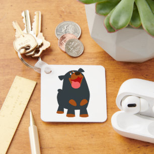 Cute Friendly Cartoon Rottweiler Sleutelhanger
