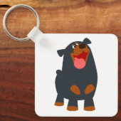 Cute Friendly Cartoon Rottweiler Sleutelhanger (Voorkant)