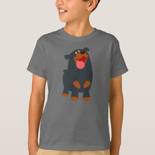 Cute Friendly Cartoon Rottweiler T-Shirt (Voorkant)