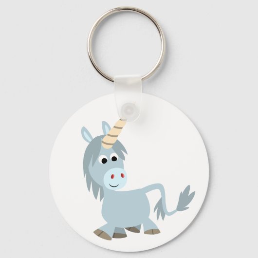 Cute Friendly Cartoon Unicorn Sleutelhanger (Voorkant)