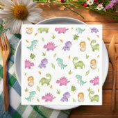 Cute Friendly Dinosaurs Party T-Rex Brontosaurus Servet