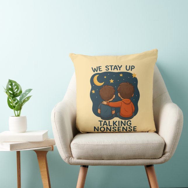 Cute Friendship Night Sky Throw Pillow Kussen (Stoel)