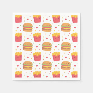 Cute Fries en Burger Pattern Servet