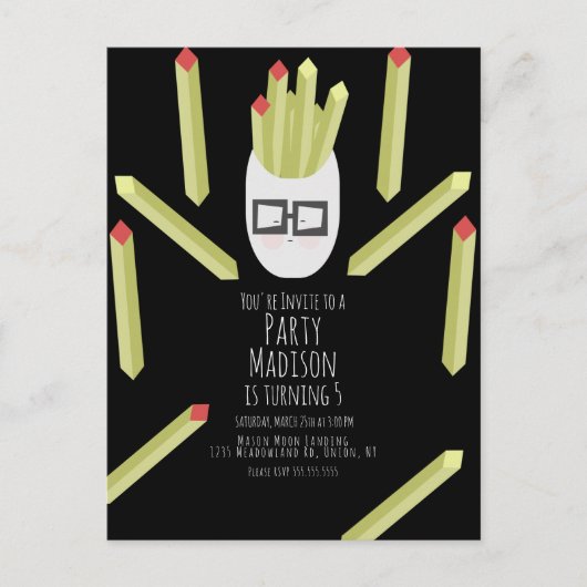 Cute Fries Restaurant Anniversaire Fête Invitation (Devant)