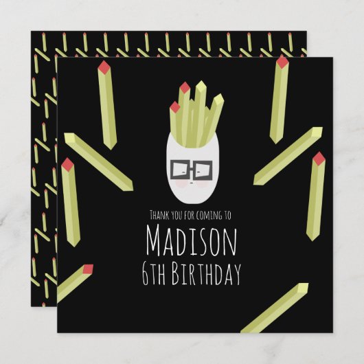 Cute Fries Restaurant Birthday Party Dank u (Voorkant / Achterkant)