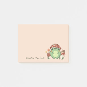 Cute Frog and Mushroom Cartoon Name Post-it® Notes