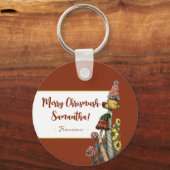 Cute Frog and Toad Merry Mushroom-kerstsleutel Sleutelhanger (Achterkant)