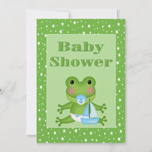 Cute Frog Baby shower Invitation Kaart (Voorkant)