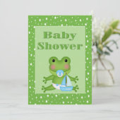 Cute Frog Baby shower Invitation Kaart (Staand voorkant)