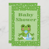 Cute Frog Baby shower Invitation Kaart (Voorkant / Achterkant)
