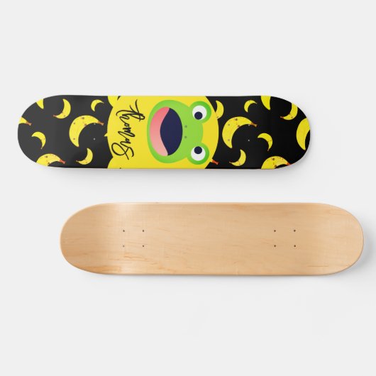 Cute Frog Banana Pattern Skateboard (Horizontaal)