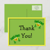 Cute Frog Birthday Dank u Briefkaart - Geel (Voorkant / Achterkant)