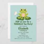 Cute Frog Birthday Invitation (Devant / Derrière)