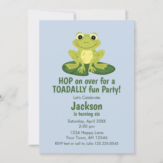 Cute Frog Birthday Invitation (Devant)