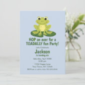 Cute Frog Birthday Invitation Kaart (Staand voorkant)