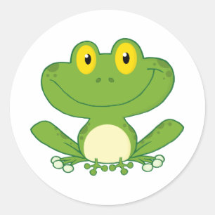 Cute Frog Cartoon Character Ronde Sticker