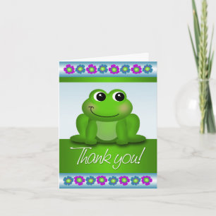 Cute Frog Coloré Floral Merci Carte Note