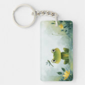 Cute Frog & Dragonfly – Soft Nature Illustration Sleutelhanger (Voorkant)