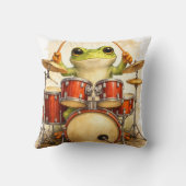 Cute Frog Drummer Throw Pillow – Fun Decor Kussen (Achterkant)
