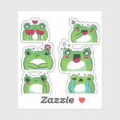 Cute Frog Emoji Reaction Faces Vinyl Sticker Set (Feuille)