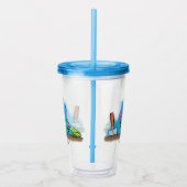 Cute frog en bee in tuinschilfering cartoon acryl drinkbeker (Rechts)