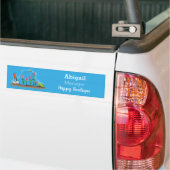 Cute frog en bee in tuinschilfering cartoon bumpersticker (Op Truck)