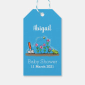 Cute frog en bee in tuinschilfering cartoon cadeaulabel (Achterkant)